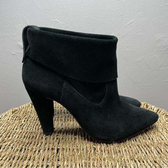 SCHUTZ Shoes - SCHUTZ Slouchy Booties Womens Size 8 Black Nubuck Leather Dalya Heeled Boots